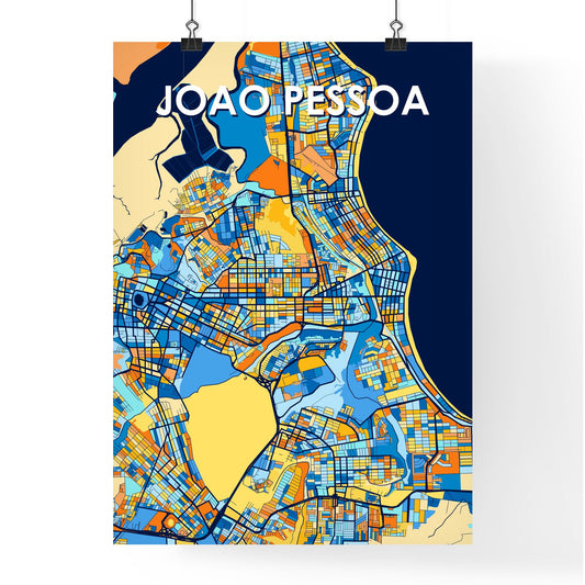 JOAO PESSOA BRAZIL Vibrant Colorful Art Map Poster Blue Orange
