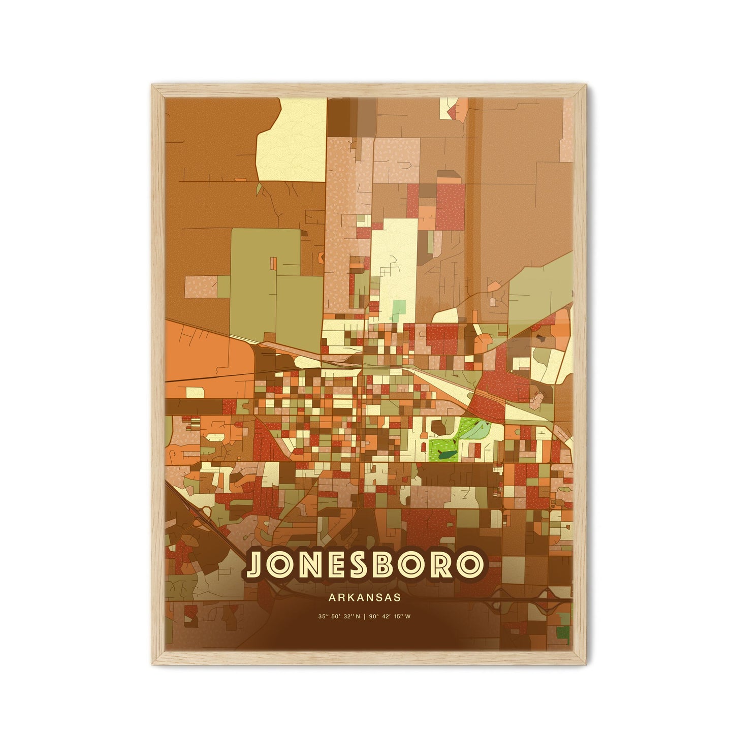 Colorful Jonesboro Arkansas Fine Art Map Farmhouse
