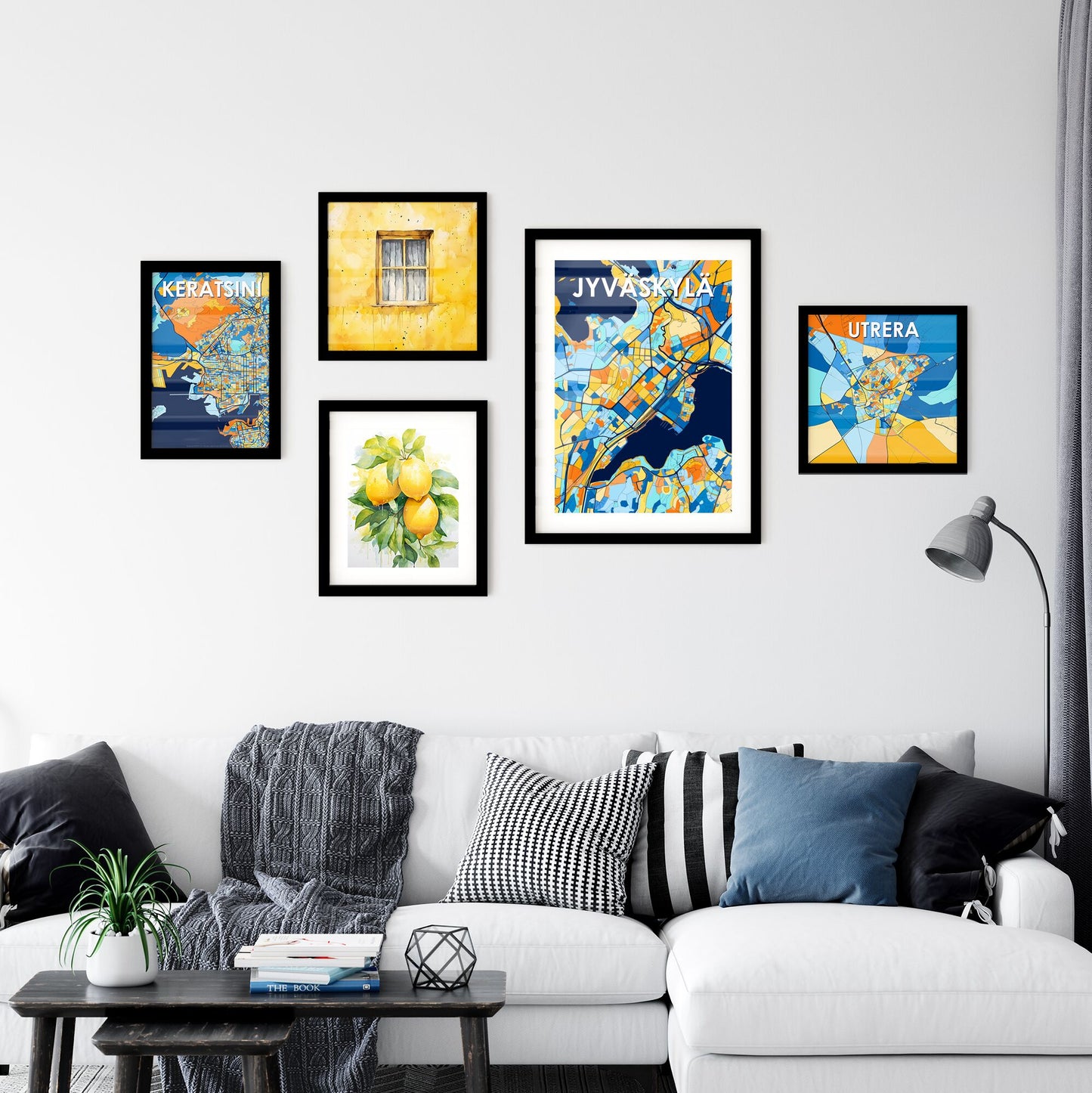 JYVÄSKYLÄ FINLAND Vibrant Colorful Art Map Poster Blue Orange