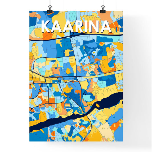 KAARINA FINLAND Vibrant Colorful Art Map Poster Blue Orange