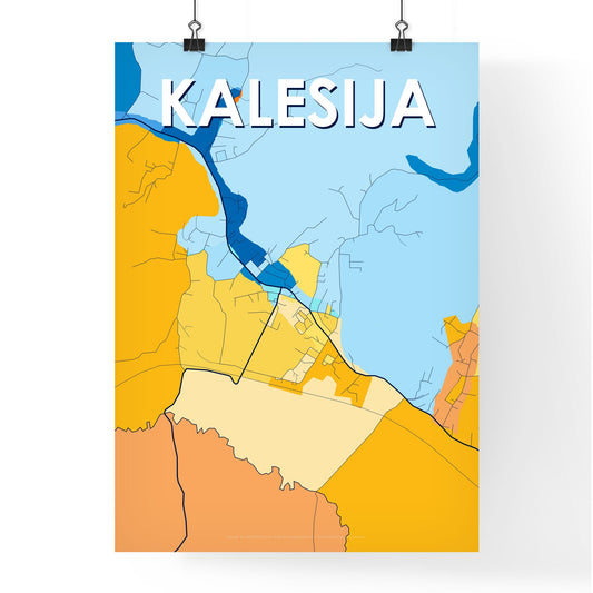 KALESIJA BOSNIA AND HERZEGOVINA Vibrant Colorful Art Map Poster Blue Orange