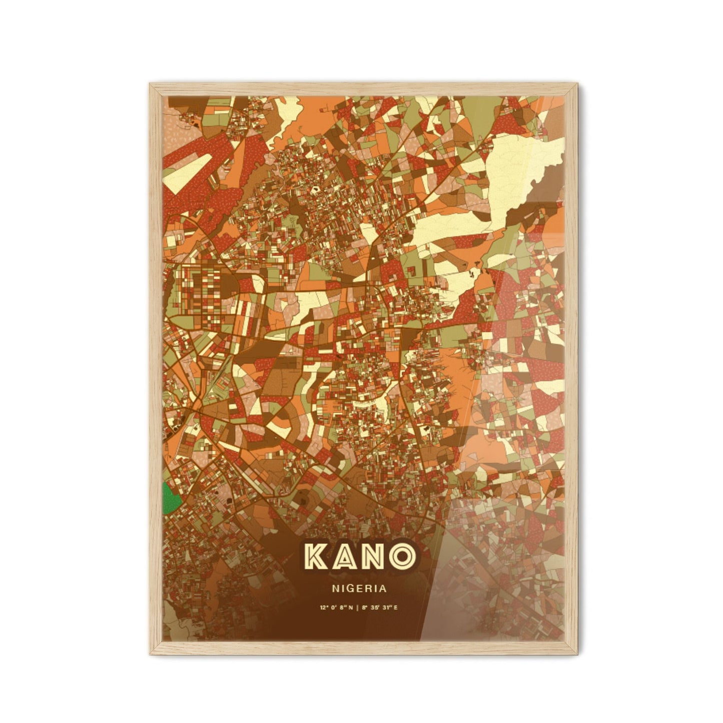 Colorful Kano Nigeria Fine Art Map Farmhouse