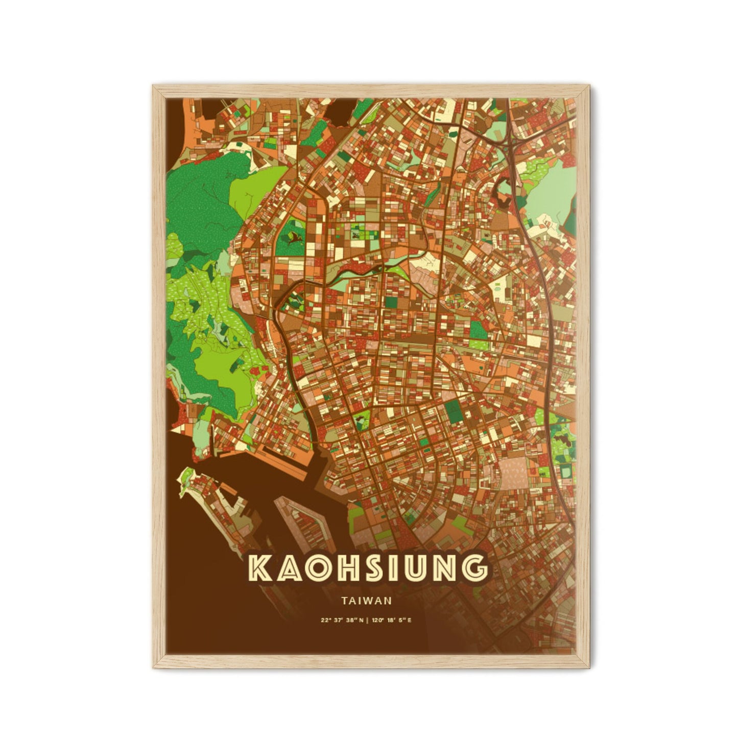 Colorful Kaohsiung Taiwan Fine Art Map Farmhouse