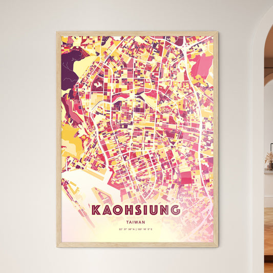Colorful Kaohsiung Taiwan Fine Art Map Hot Red