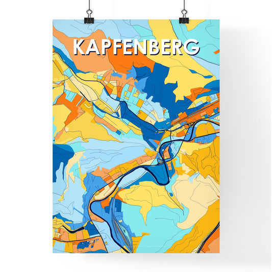 KAPFENBERG AUSTRIA Vibrant Colorful Art Map Poster Blue Orange