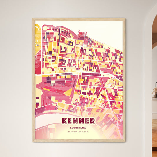 Colorful Kenner Louisiana Fine Art Map Hot Red