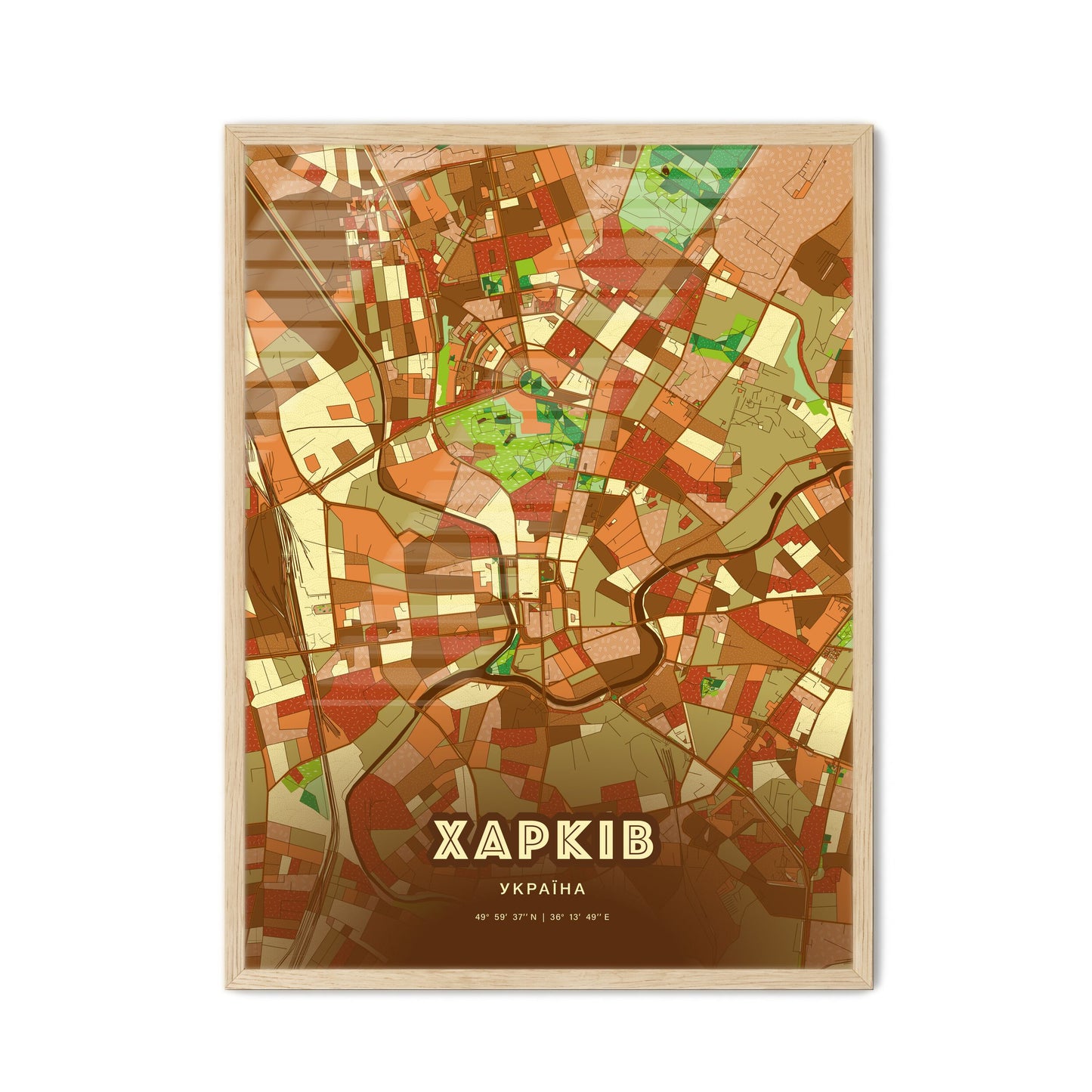 Colorful Kharkiv Ukraine Fine Art Map Farmhouse