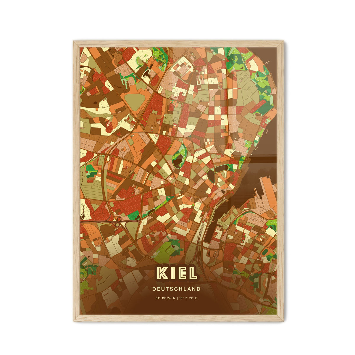 Colorful Kiel Germany Fine Art Map Farmhouse