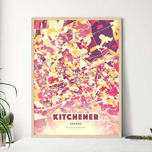 Colorful Kitchener Canada Fine Art Map Hot Red