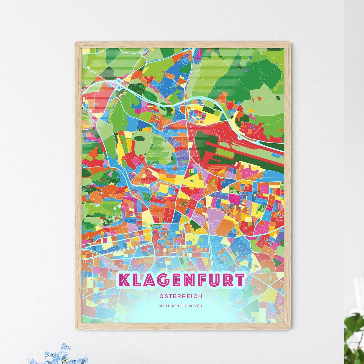 Colorful Klagenfurt Austria Fine Art Map Crazy Colors