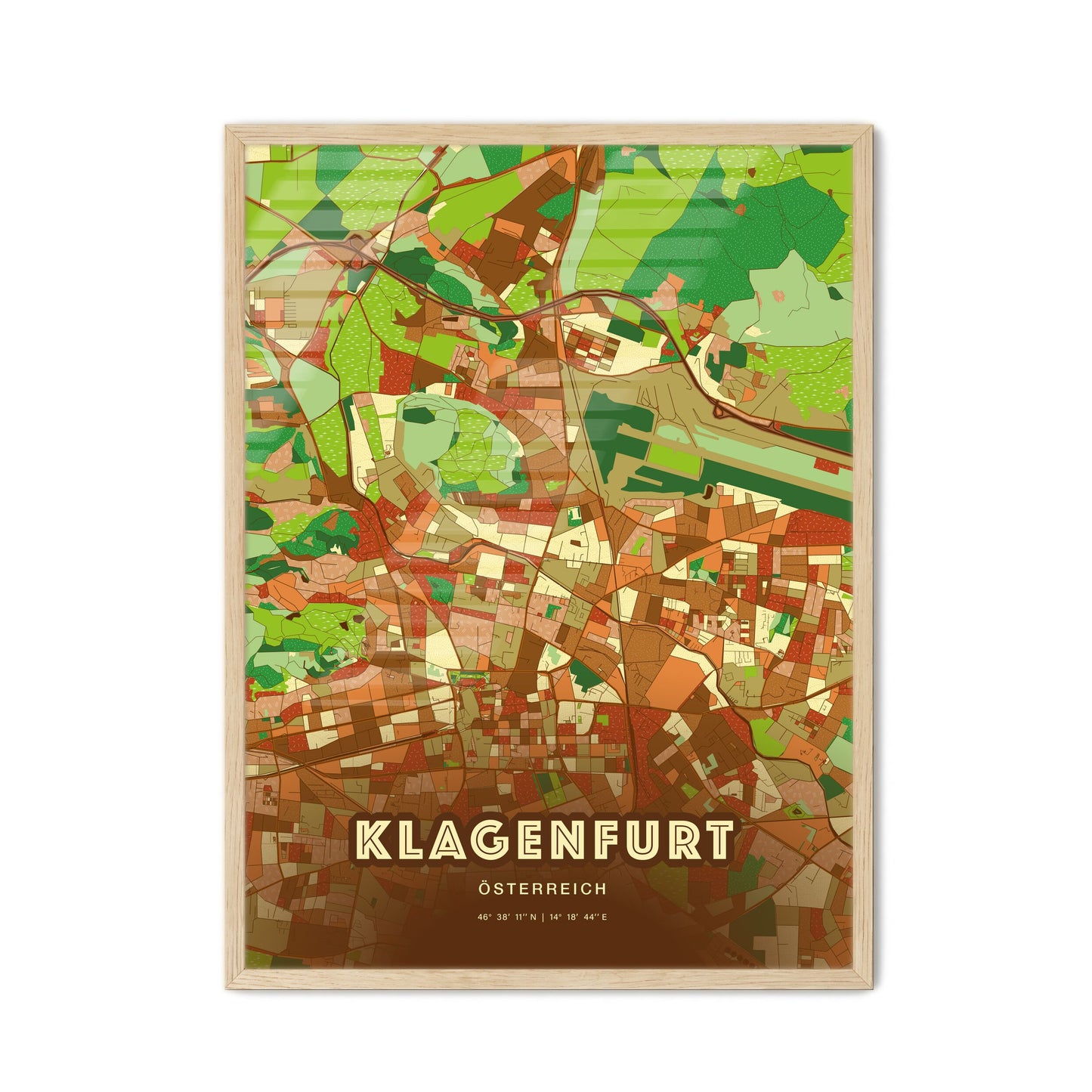 Colorful Klagenfurt Austria Fine Art Map Farmhouse