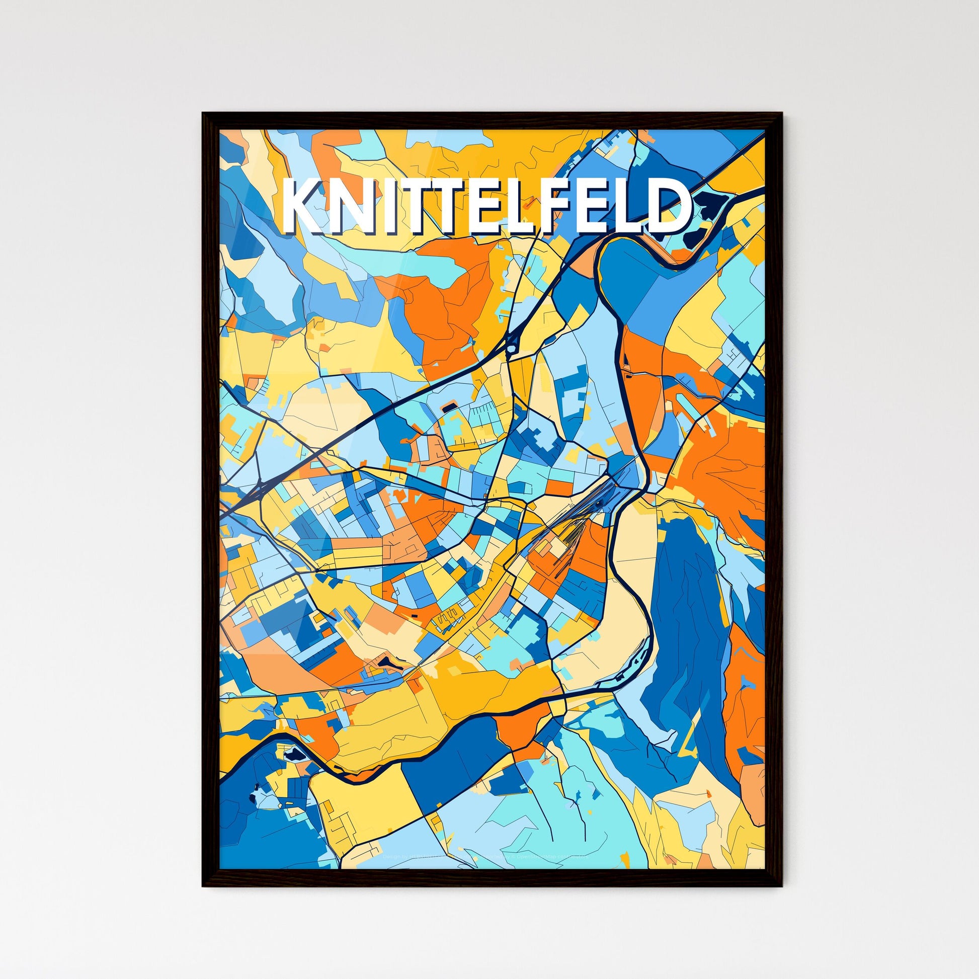KNITTELFELD AUSTRIA Vibrant Colorful Art Map Poster Blue Orange