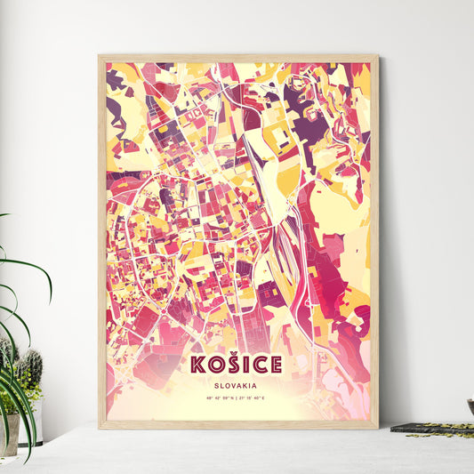 Colorful Košice Slovakia Fine Art Map Hot Red