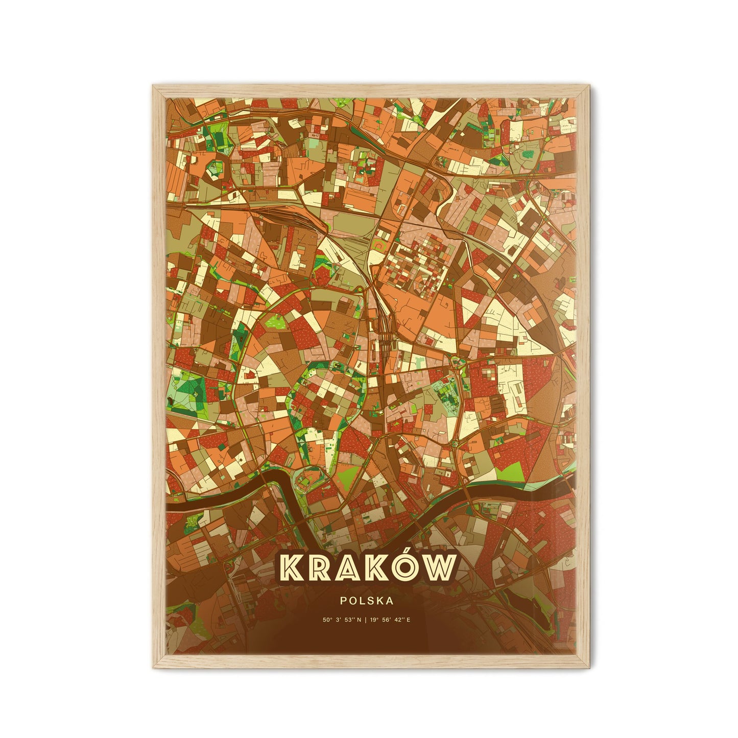 Colorful Kraków Poland Fine Art Map Farmhouse