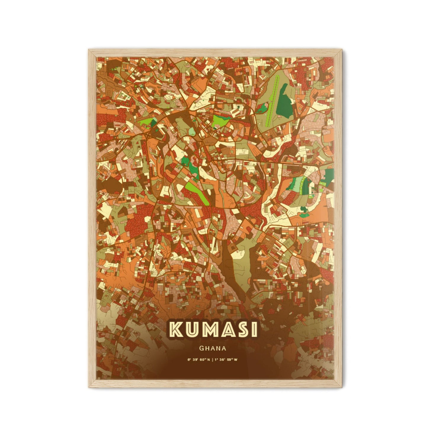 Colorful Kumasi Ghana Fine Art Map Farmhouse