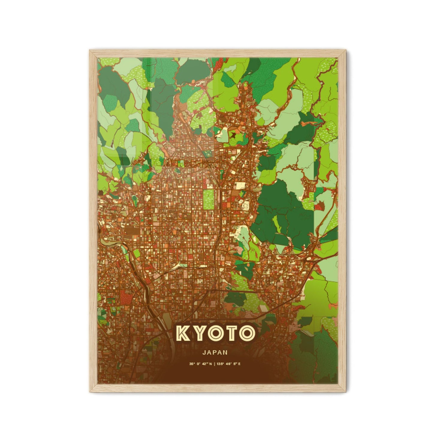 Colorful Kyoto Japan Fine Art Map Farmhouse