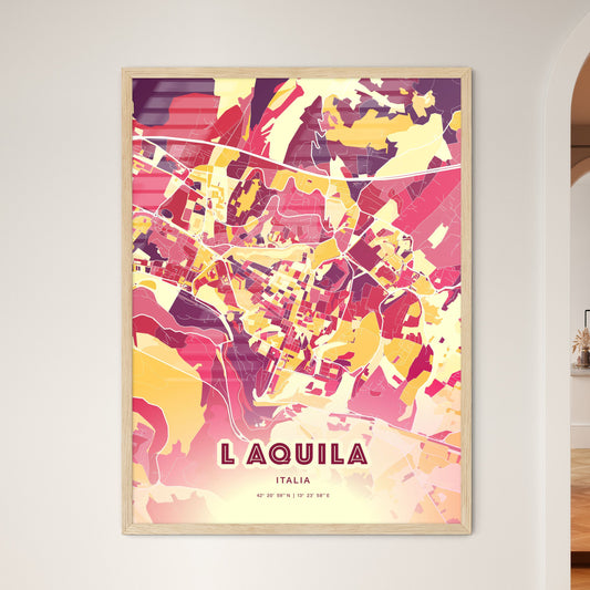 Colorful L Aquila Italy Fine Art Map Hot Red
