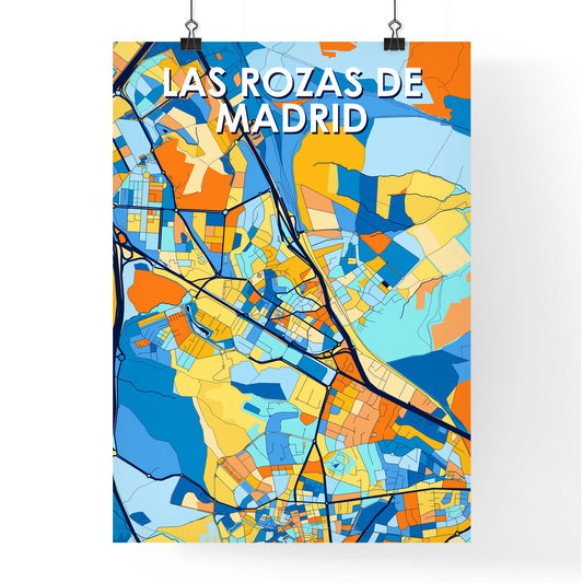 LAS ROZAS DE MADRID SPAIN Vibrant Colorful Art Map Poster Blue Orange
