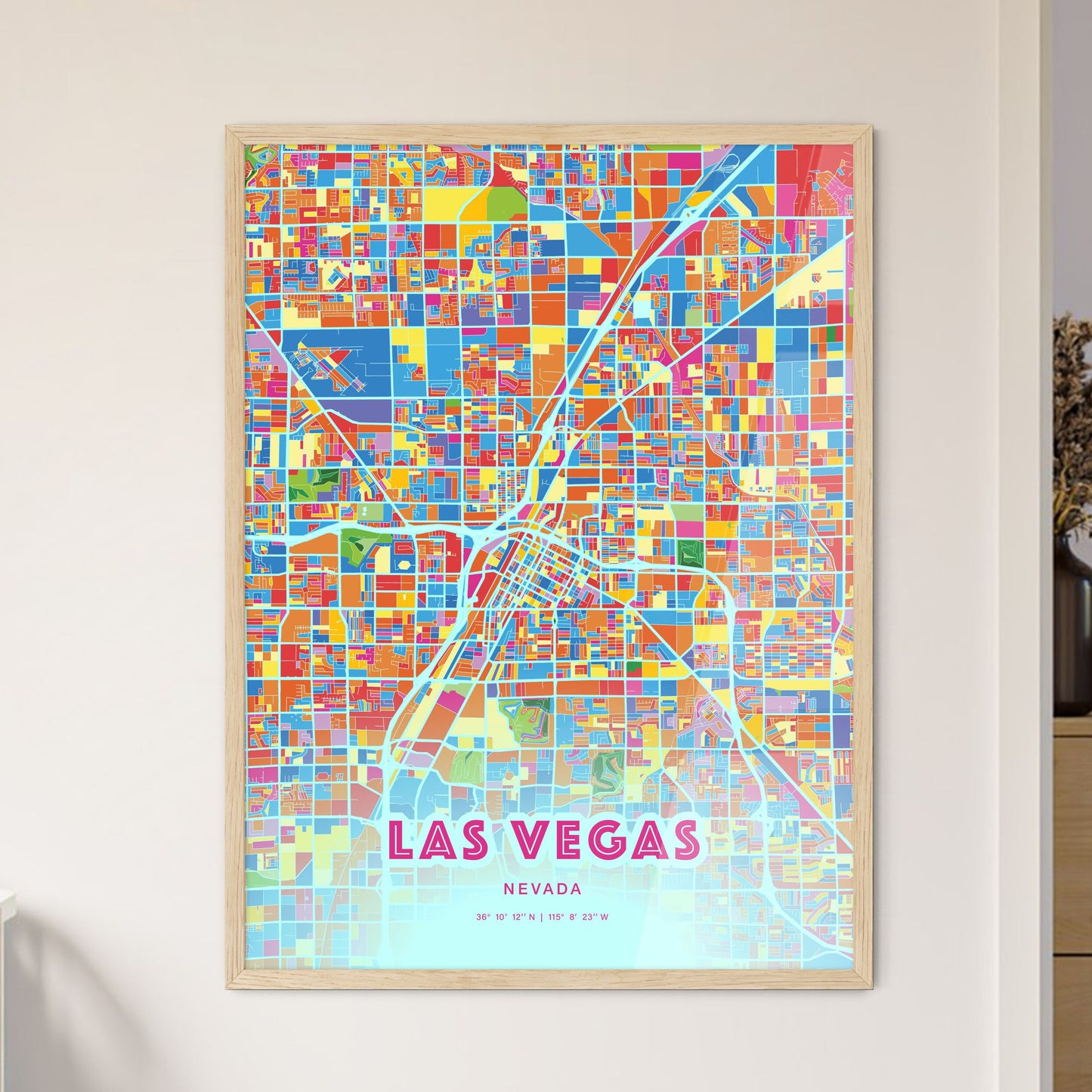 Colorful Las Vegas Nevada Fine Art Map Crazy Colors