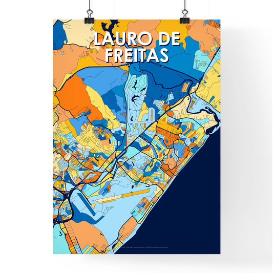 LAURO DE FREITAS BRAZIL Vibrant Colorful Art Map Poster Blue Orange
