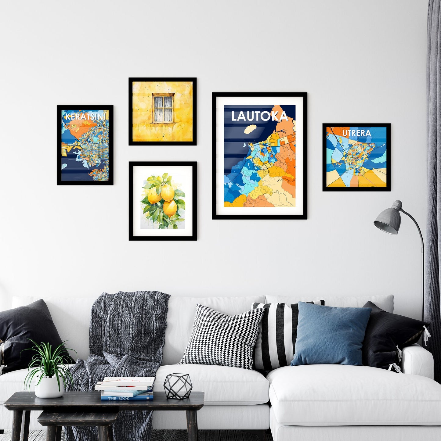 LAUTOKA FIJI Vibrant Colorful Art Map Poster Blue Orange