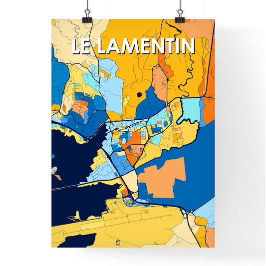 LE LAMENTIN FRANCE Vibrant Colorful Art Map Poster Blue Orange