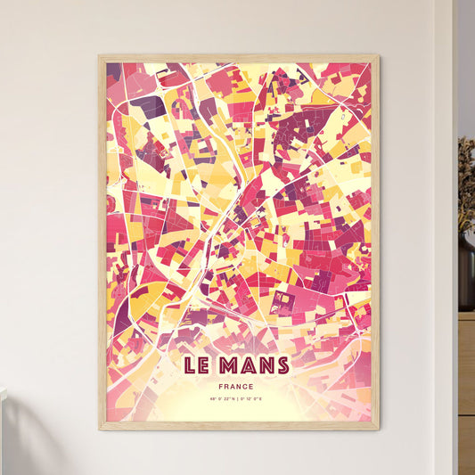 Colorful Le Mans France Fine Art Map Hot Red