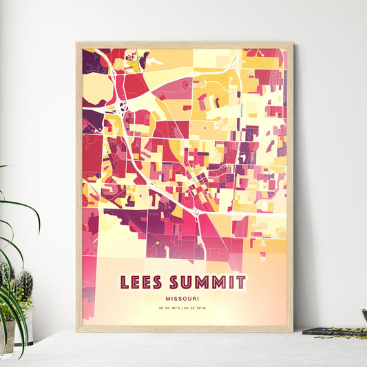 Colorful Lees Summit Missouri Fine Art Map Hot Red