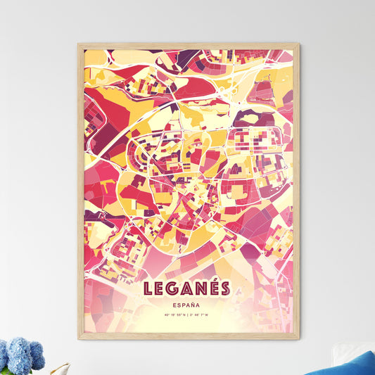 Colorful Leganés Spain Fine Art Map Hot Red