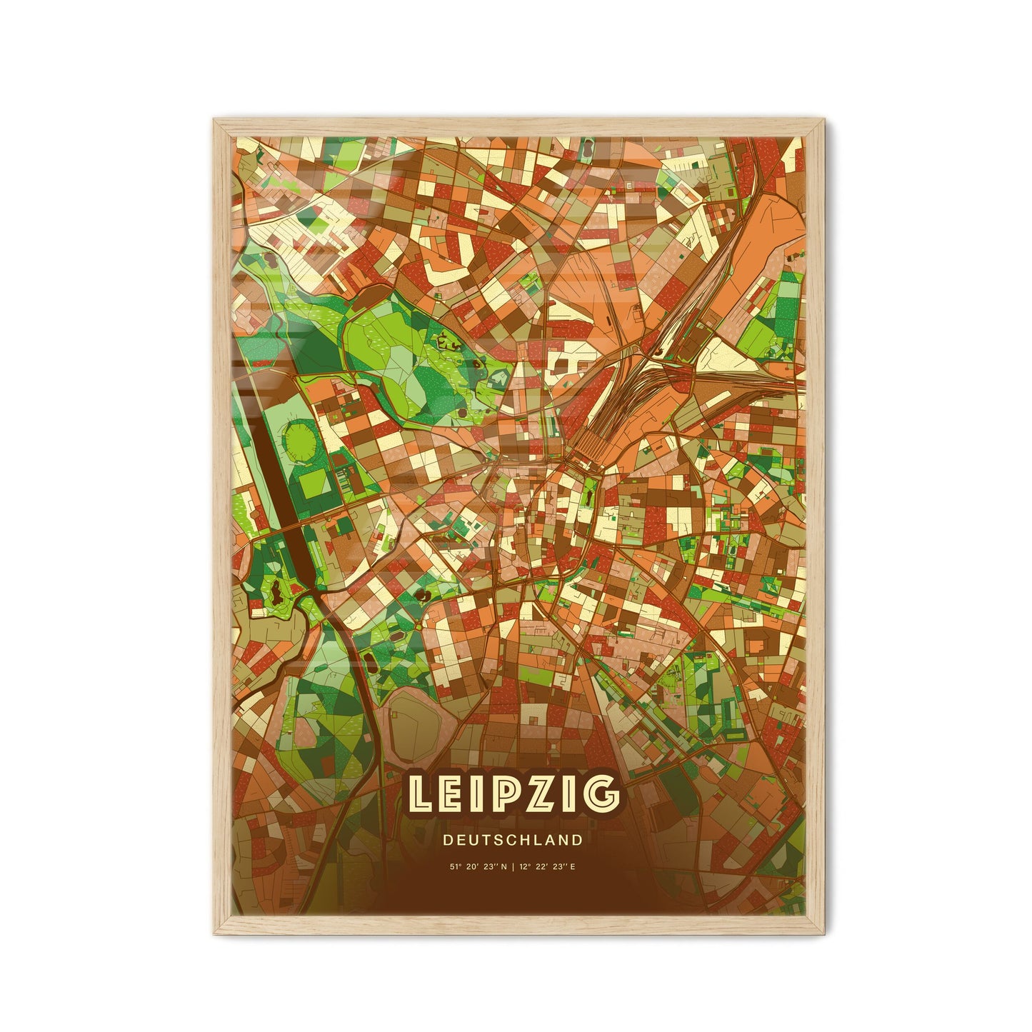 Colorful Leipzig Germany Fine Art Map Farmhouse