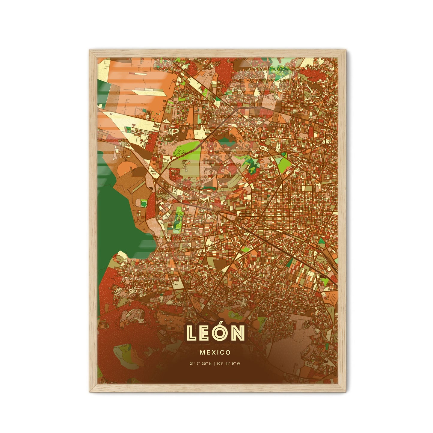 Colorful León Mexico Fine Art Map Farmhouse