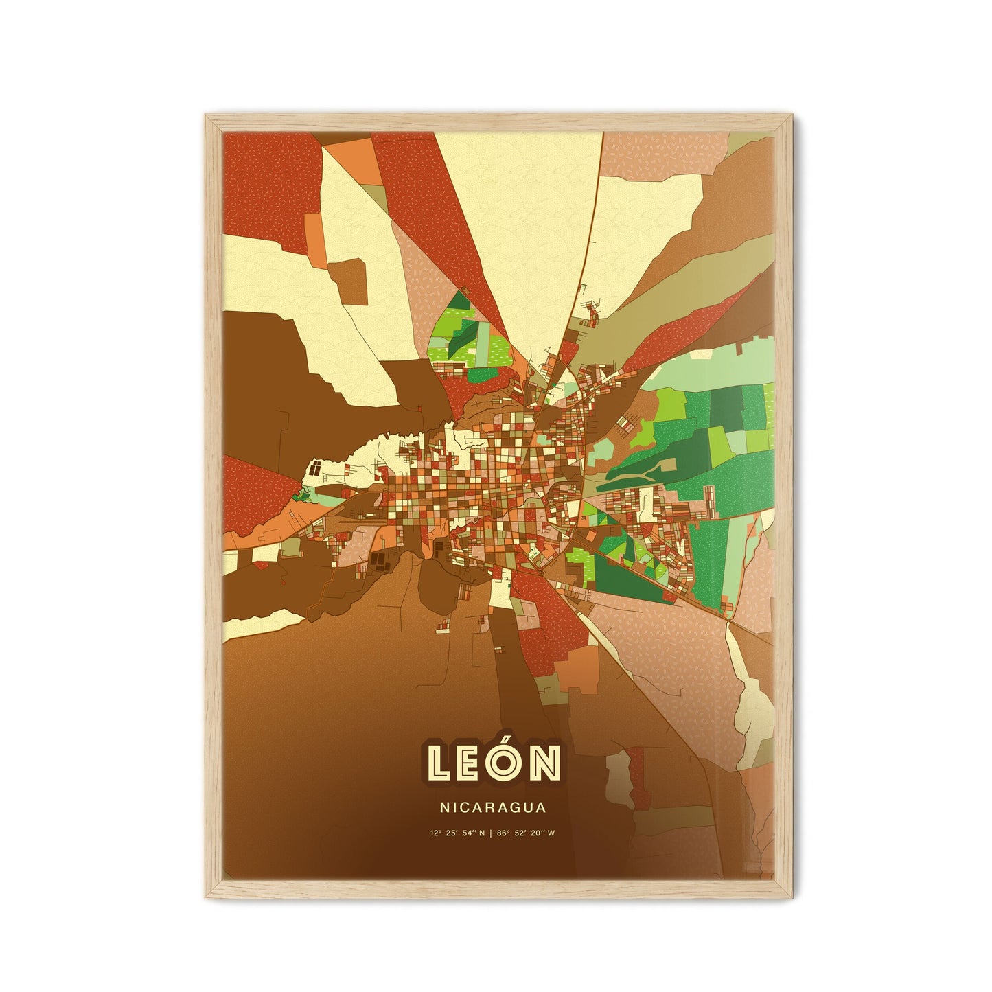 Colorful León Nicaragua Fine Art Map Farmhouse