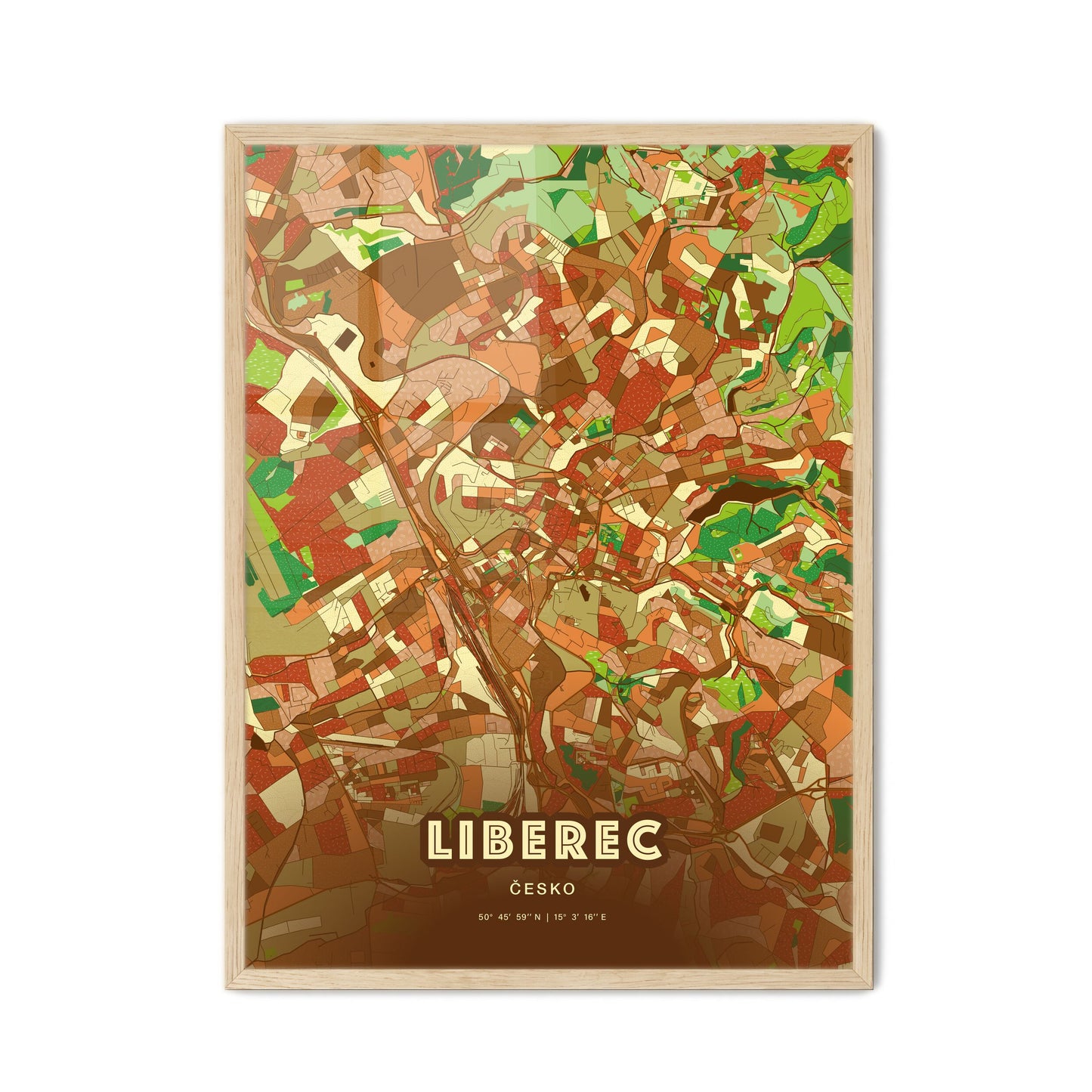 Colorful Liberec Czechia Fine Art Map Farmhouse