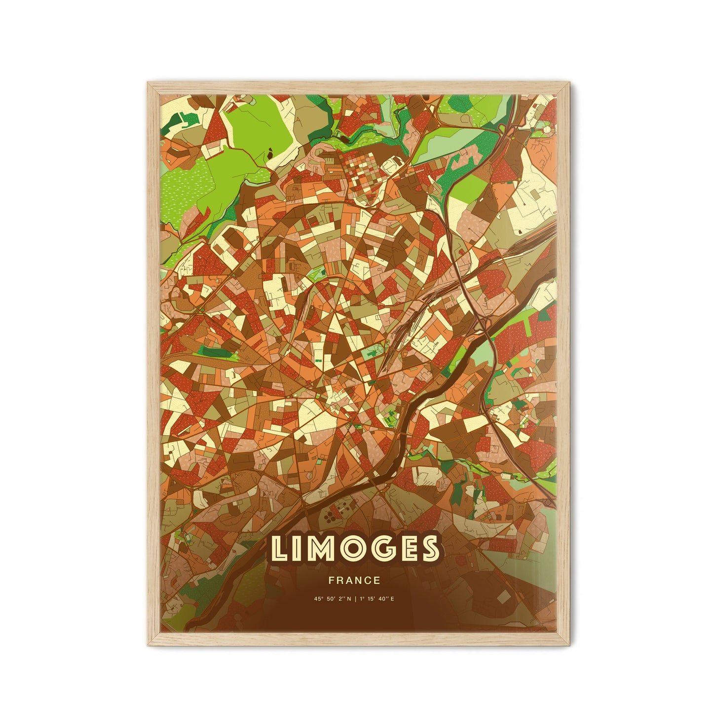 Colorful Limoges France Fine Art Map Farmhouse