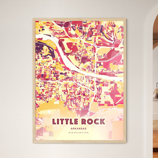 Colorful Little Rock Arkansas Fine Art Map Hot Red