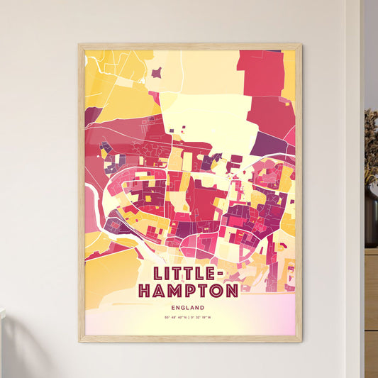Colorful Littlehampton England Fine Art Map Hot Red