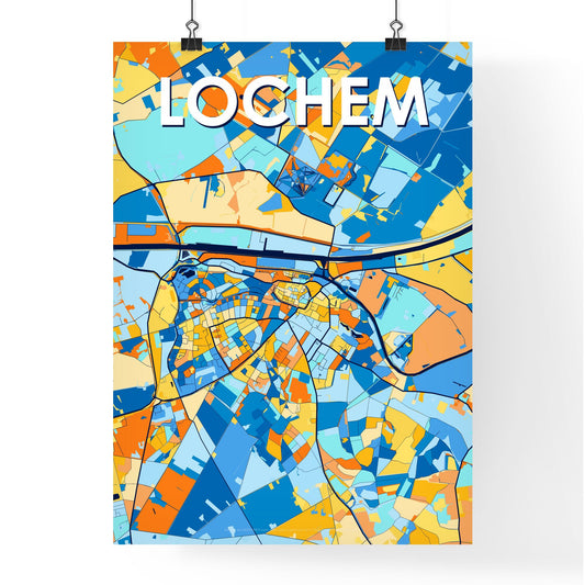 LOCHEM NETHERLANDS Vibrant Colorful Art Map Poster Blue Orange