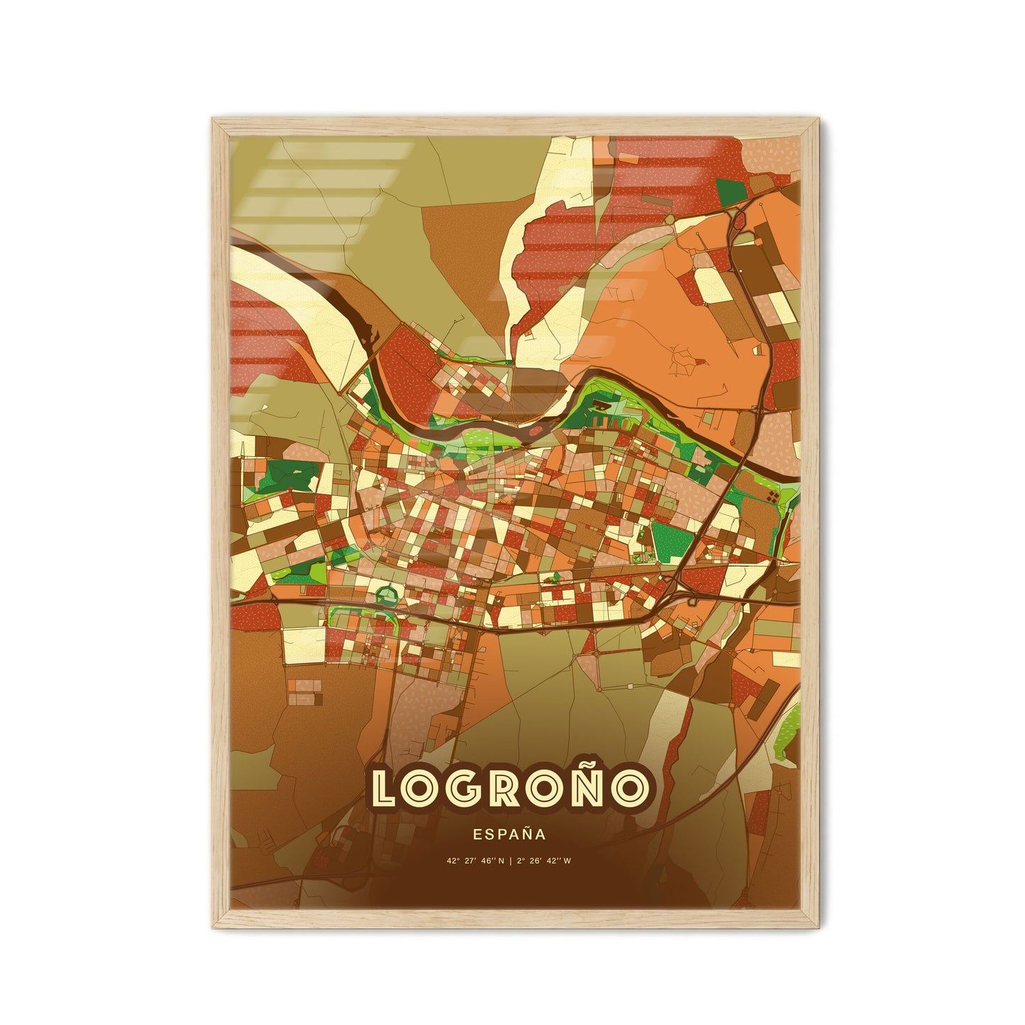 Colorful Logroño Spain Fine Art Map Farmhouse
