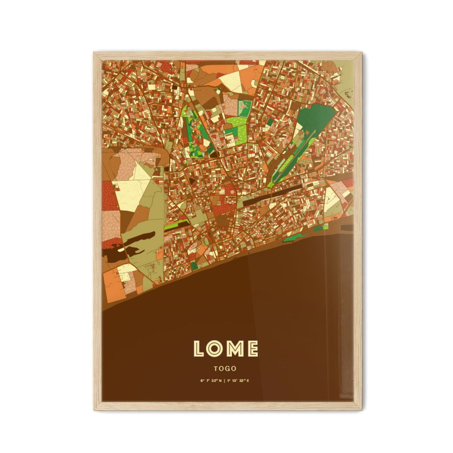 Colorful Lome Togo Fine Art Map Farmhouse