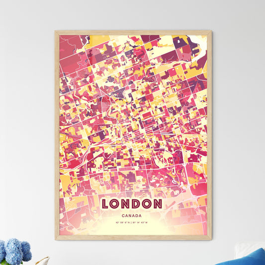 Colorful London Canada Fine Art Map Hot Red