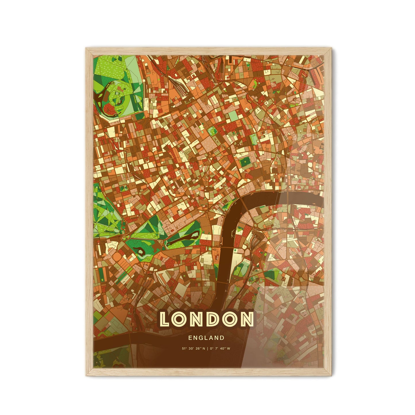 Colorful London England Fine Art Map Farmhouse