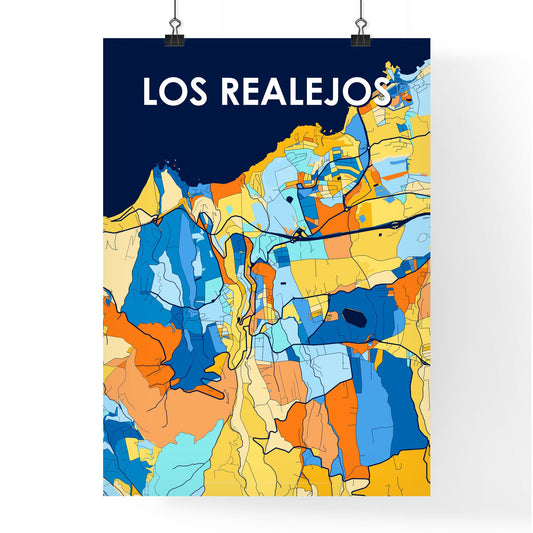 LOS REALEJOS SPAIN Vibrant Colorful Art Map Poster Blue Orange