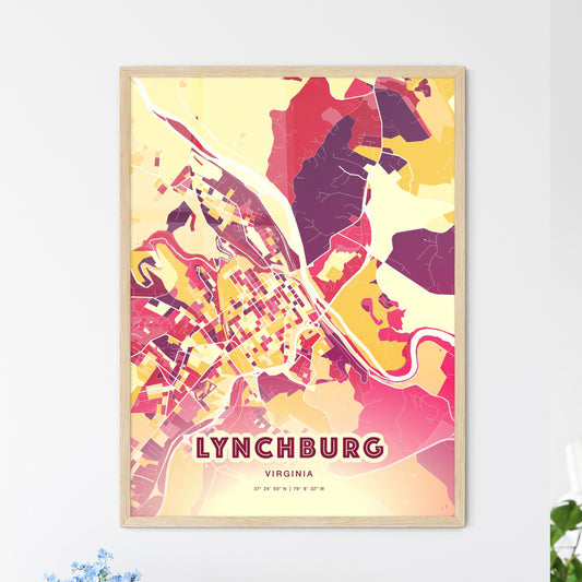 Colorful Lynchburg Virginia Fine Art Map Hot Red