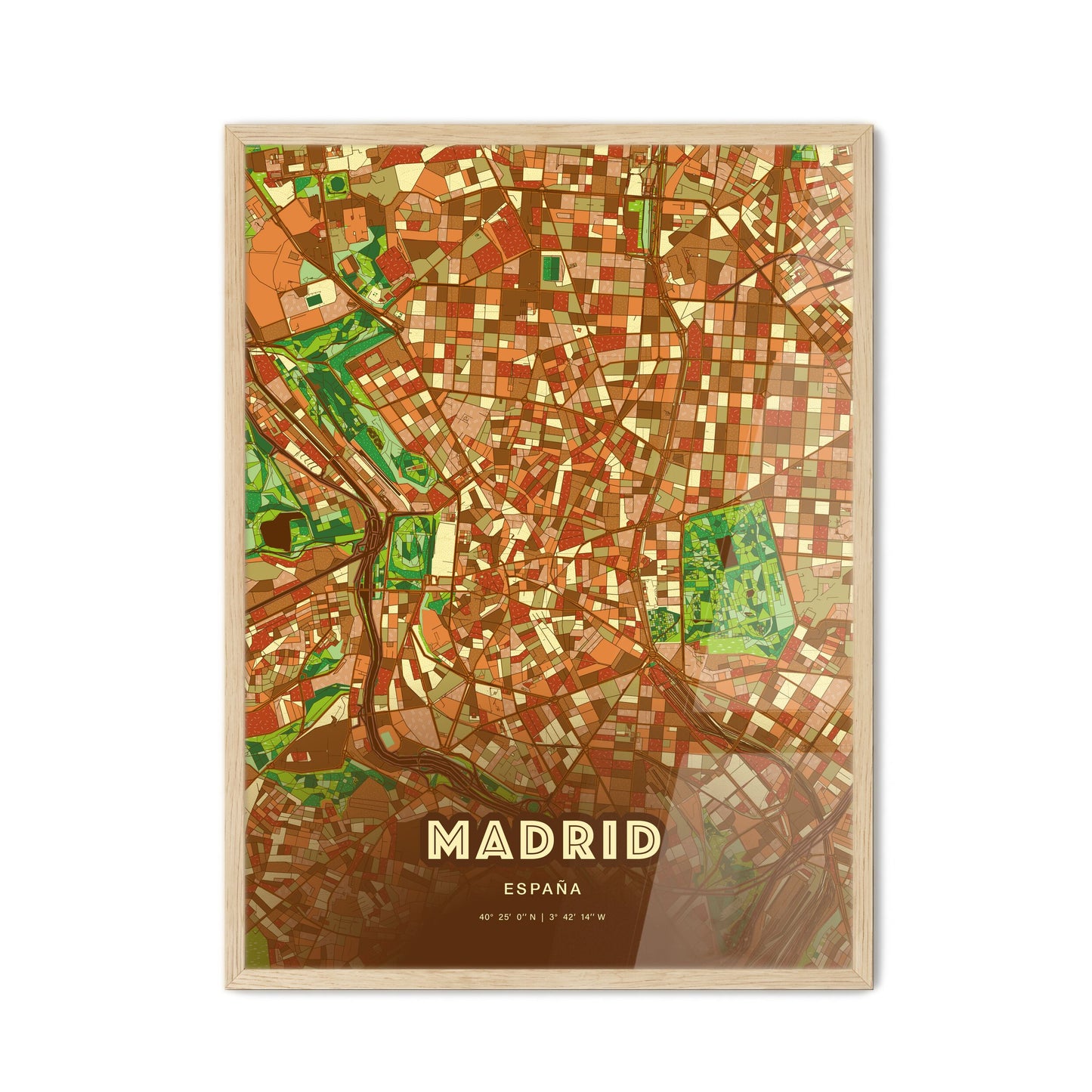 Colorful Madrid Spain Fine Art Map Farmhouse