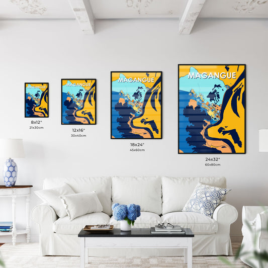 MAGANGUE COLOMBIA Vibrant Colorful Art Map Poster