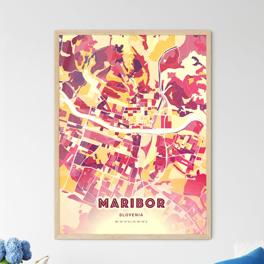 Colorful Maribor Slovenia Fine Art Map Hot Red