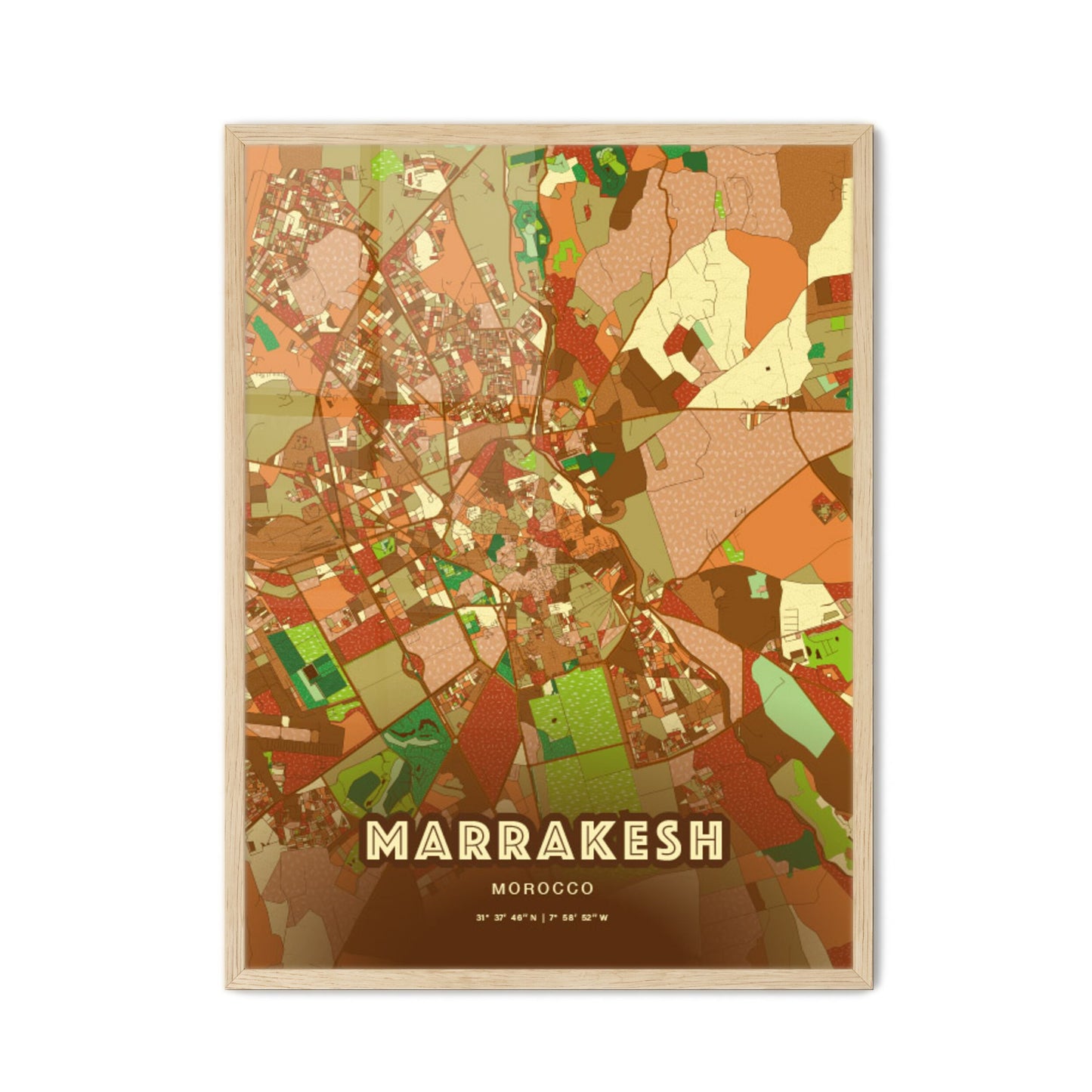 Colorful Marrakesh Morocco Fine Art Map Farmhouse