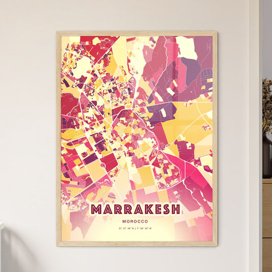 Colorful Marrakesh Morocco Fine Art Map Hot Red