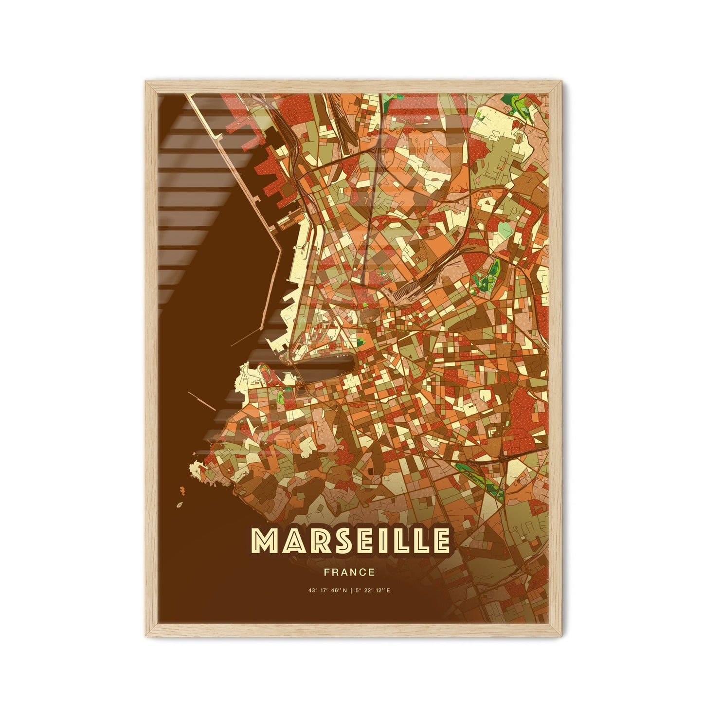 Colorful Marseille France Fine Art Map Farmhouse