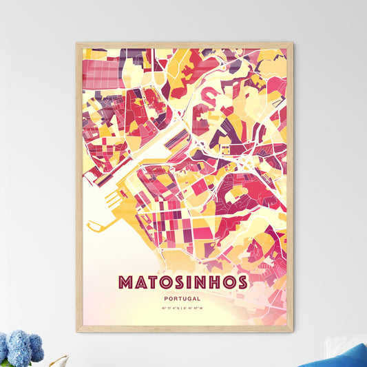 Colorful Matosinhos Portugal Fine Art Map Hot Red